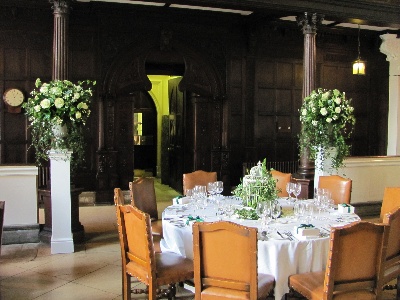 Wild urns of flowers at Wiston House